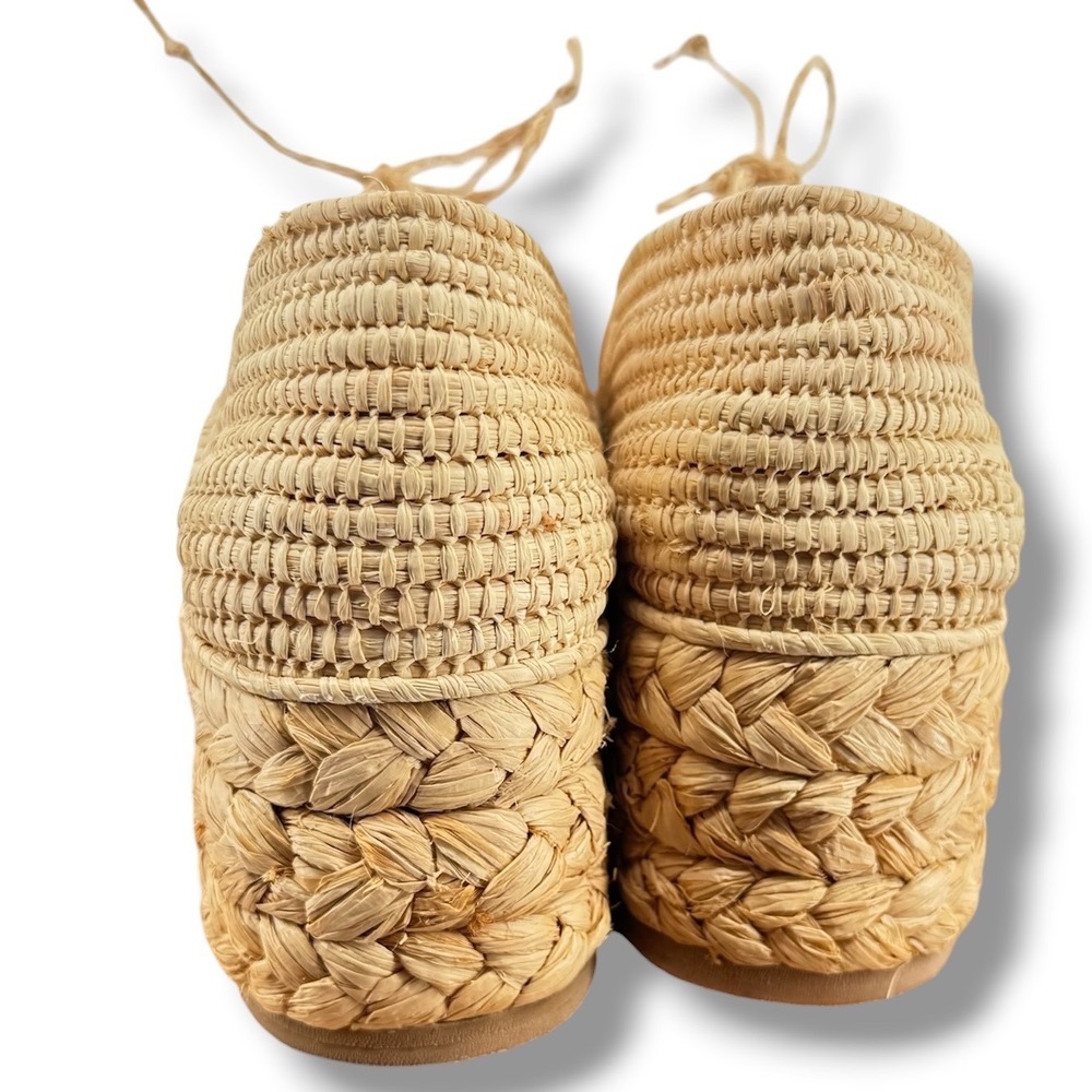 Robert Clergerie Pinto Raffia Platform Espadrille Shoes 7-7.5 Natural Wedge - Picture 6 of 8